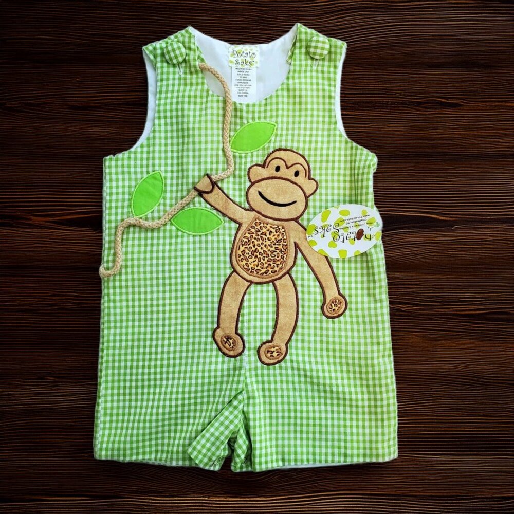 NWT Potato Saks Monkey Shortalls - Size 18M